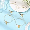 Religion Natural Shell Enamel Evil Eye and Stainless Steel Charm Nylon Cord Braided Bracelets BJEW-JB14285-1
