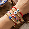 4Pcs 4 Styles Handmade Lampwork & Glass & Brass Beads Braided Bead Bracelets OA0738-1-1