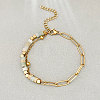 Bohemian Natural Flower Amazonite Heishi Beads Bracelets with 304 Stainless Steel Paperclip Chains WGD41F4-04-1