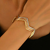 Multi-layer Geometric Wave Pattern Iron Open Cuff Bracelet for Women US3742-4