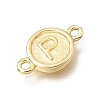Brass Disc with Initial Links Connector Charms KK-E802-36G-P-2