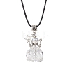 Glass Seed Beaded Star Angel Pendant Black Waxed Cotton Cord Necklaces NJEW-MZ00144-01-2