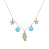 Ocean 304 Stainless Steel Enamel Sea Horse Shell Starfish Pendant Bib Necklaces for Women WG1595B-01-2