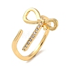 Brass with Cubic Zirconia Open Cuff Rings RJEW-B052-02G-1