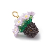 Resin Glass Seed Beaded Flower Pendants PALLOY-MZ01106-4