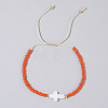 Glass Seed Beads & Brass Braided Beaded Bracelets LS-TV0952-8-1