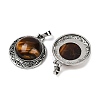 Natural Tiger Eye Half Round Pendants PALLOY-R159-01AS-11-2