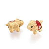 925 Sterling Silver Dark Red Enamel Beads STER-T008-63G-3