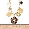 304 Stainless Steel & Resin & Imitation Pearl Multi-Pendant Bib Necklaces for Women SA-CBA717A-03G-01-4