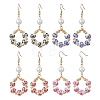 Printed Porcelain Round Dangle Earrings EJEW-JE06838-1