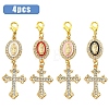4Pcs Alloy Enamel & Rhinestone Pendant Decorations HJEW-YW00493-01-1