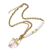 Acrylic Strawberry Pendant 304 Stainless Steel Mixed Chain Necklaces with Shell Pearl Beads NJEW-JN06114-01-3
