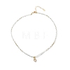 Cubic Zirconia Teardrop Pendant Necklace with Natural Moonstone Beaded Chains NJEW-JN04121-03-1