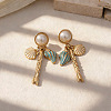 Alloy Enamel with Plastic Pearls Stud Earrings EJEW-Z172-05G-02-1