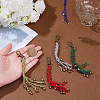 5Pcs 5 Colors Brass Bell Charm with Jute Cord Pendant Decoration HJEW-OC00356-3