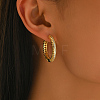 Hollow Brass Clear Cubic Zirconia Hoop Earrings LS-SP8143-3