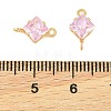 Brass Pave Cubic Zirconia Rhombus Connector Charms KK-P347-04G-01-4