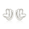 Rhodium Plated Hollow Heart 925 Sterling Silver Hoop Earrings for Heart QB6445-2-1