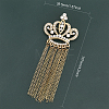 4Pcs Crystal Rhinestone Crown with Chain Tassel Lapel Pin JEWB-CA0001-32G-2