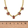 Brass Pave Cubic Zirconia Teardrop Pendant Round Beaded Necklaces NJEW-C121-01G-10-5