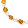 Adjustable Natural Cultured Freshwater Pearl & Amber Beads Slider Bracelets for Women BJEW-JB13608-4