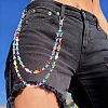 1Pc Polymer Clay Rhinestone Disc Ball and Round Acrylic Beaded Double Layer Pants Chains AJEW-BM0001-27-5