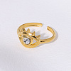 304 Stainless Steel Rhinestone Cuff Open Rings for Women WG9FC7C-02-1