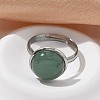 Half Round Natural Green Aventurine Finger Rings RJEW-M062-01P-21-4