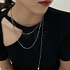304 Stainless Steel Round Snake Chain Necklace with Acrylic Pearl Tassel Charm for Women NJEW-P271-07P-4