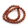 Frosted Grade A Natural Red Jasper Round Bead Strands X-G-M272-17-10mm-2