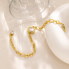 304 Stainless Steel Pave Clear Cubic Zirconia Oval Link Figaro Chain Bracelets for Women WG79883-01-4