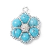 Dyed Synthetic Turquoise Beaded Pendants PALLOY-MZ01188-03-1