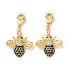 Bees Brass Micro Pave Cubic Zirconia and Enamel Pendant Decorations KK-T083-01I-G-1