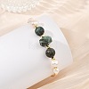 Round & Nuggets Natural & Synthetic Gemstone & Cultured Freshwater Pearl Beaded Bangles BJEW-JB14091-2