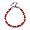 304 Stainless Steel Beaded Bracelets for Women BJEW-M056-04P-3