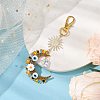 Moon Alloy & Glass Beads Pendant Decorations HJEW-MZ00078-2