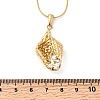 304 Stainless Steel with Clear Glass Leaf Pendant Necklaces NJEW-G184-06G-5