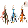 3Pcs Polyester & Brass & Alloy Enamel Pendant Decorations HJEW-GA00086-1