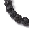 6mm Round Natural Lava Rock & Gemstone Beaded Stretch Bracelets BJEW-JB10846-5