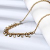 304 Stainless Steel Crystal Rhinestone Flat Round Tassel Pendant Rolo Chain Necklaces for Women NJEW-G199-05G-3