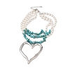 Boho Dyed Synthetic Turquoise Chip & Plastic Pearl Multi Layered Necklaces NJEW-U006-04B-P-2