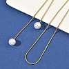 Ion Plating(IP) Round White Acrylic Imitation Pearl 304 Stainless Steel Round Snake Chain Lariat Necklaces NJEW-D269-01G-4