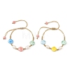 Glazed Porcelain Beads & Natural Cultured Freshwater Pearl Braided Bead Bracelets BJEW-JB14202-01-2