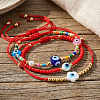 4Pcs 4 Styles Handmade Lampwork & Glass & Brass Beads Braided Bead Bracelets OA0738-1-2