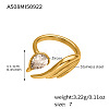 304 Stainless Steel Enamel & Single Cubic Zirconia Cuff Open Rings WG5850F-01-1