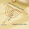 Summer Beach Alloy Crystal Rhinestone & Plastic Pearl Round Beads Link Toe Ring Anklets for Women WGF8F5F-01-4