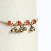 Alloy Bell & Porcelain Bead Charm Wax Cord Adjustable Anklets FS-WG54FA9-04-2
