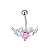304 Stainless Steel Pave Cubic Zirconia Curved Barbell Belly Rings FS-WG6D7D2-15-1