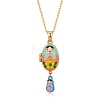 Brass Enamel Russian Doll Egg Locket Pendant Necklaces for Women WG3DE65-01-1