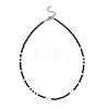Natural Freshwater Shell Moon Star and Faceted Round Natural Black Spinel Beaded Necklaces for Women NJEW-JN05669-4